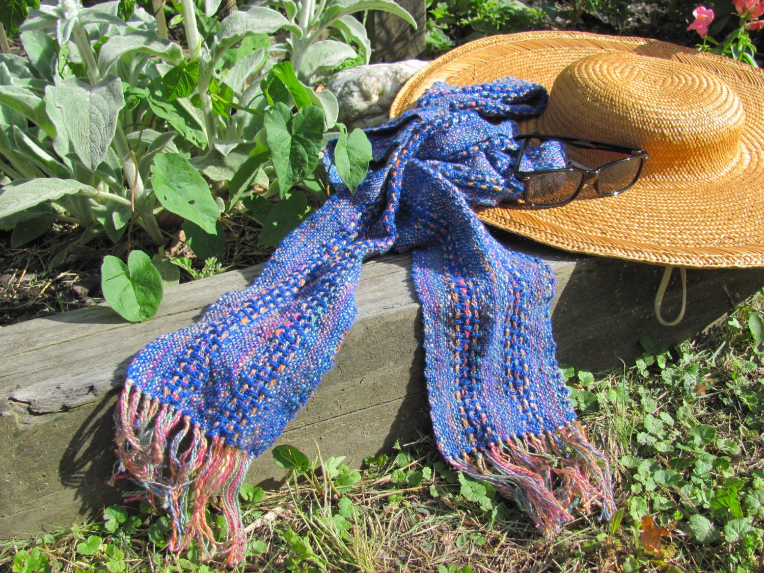 Long Canada Cotton Accessories, Hand - Lightweight Fiesta Handmade Yoga Chakra Scarf Woven Rainbow Scarf, Artisan Blue Holistic Etsy Reiki Narrow