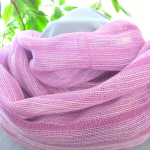 Etsy Pick Calm Serenity Lightweight Cotton Scarf, Pink White Hand Woven Scarf, Mens Womens Positive Natural Energy Yoga Om Meditation Wrap imagen 1