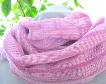 Etsy Pick! Calm Serenity Lightweight Cotton Scarf, Pink White Hand Woven Scarf, Mens Womens Positive Natural Energy Yoga Om Meditation Wrap