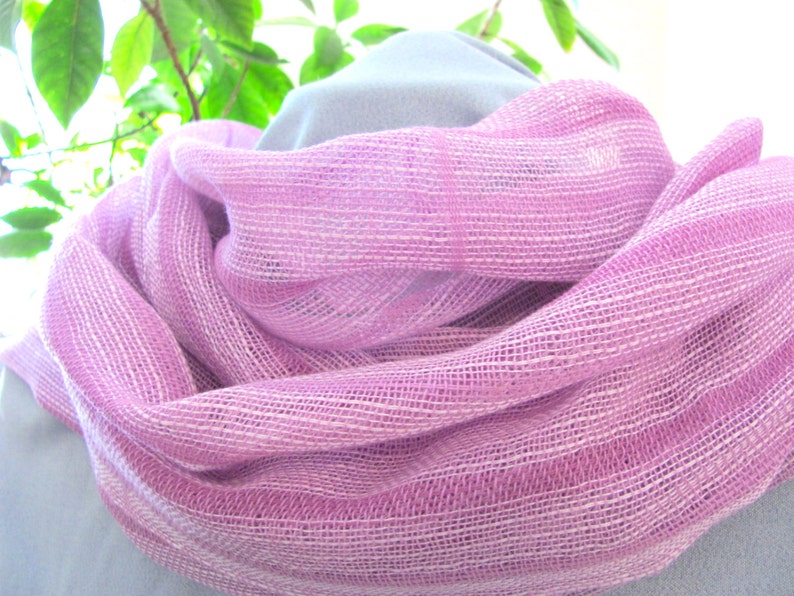 Etsy Pick Calm Serenity Lightweight Cotton Scarf, Pink White Hand Woven Scarf, Mens Womens Positive Natural Energy Yoga Om Meditation Wrap imagen 1