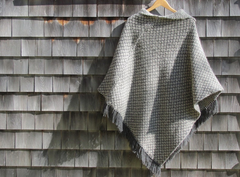 Natural Gray Wool Poncho Cape Hand Woven Mens Womens Blanket Etsy