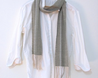 Etsy Pick! Handmade Woven Scarf for Spiritual Buddhist Zen Meditation Yoga, Earthy Woodland Sage Green Natural Cotton Wellness Clothing Gift