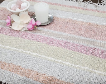 Calm Serenity Altar Cloth, Artisan Handmade Woven Small Table Mat, Rose Pink Feng Shui Love, Meditation, Zen, Reiki, Chakra, Spiritual Decor