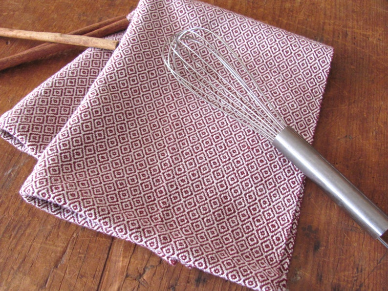 Burgundy Red Kitchen Dish Towel, Handmade Artisan Hand Woven Cotton Eco Cookware, Kitchenware, Gourmet Cook, Chef, Home Baking, Cooking Gift image 7