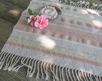 Calm Serenity Kindness & Love Altar Cloth, Small Table Mat, Rose Pink Feng Shui Meditation Zen Reiki Chakra Spiritual Decor, Artisan Woven