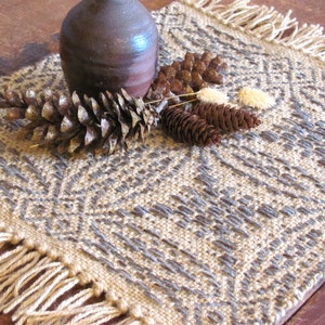 Rustic Fall Harvest Hygge Woven Wool Table Runner Square, Cozy Autumn Centerpiece Mat for Country Home Decor, Primitive or Modern Farmhouse image 1