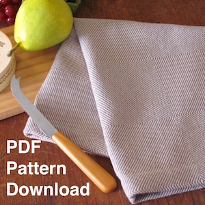 Table or Floor Loom Weaving Pattern Draft PDF, 4 H Harness Shaft Handweaving Cotton Kitchen Hand Woven Dish Tea Towel Downloadable Tutorial