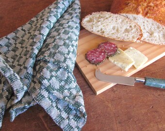 Artisan Handmade Hand Woven Green Kitchen Dish Towel for Baking & Cooking, Rustic Modern Farmhouse Country Cottage Foodie Gourmet Chef Gift