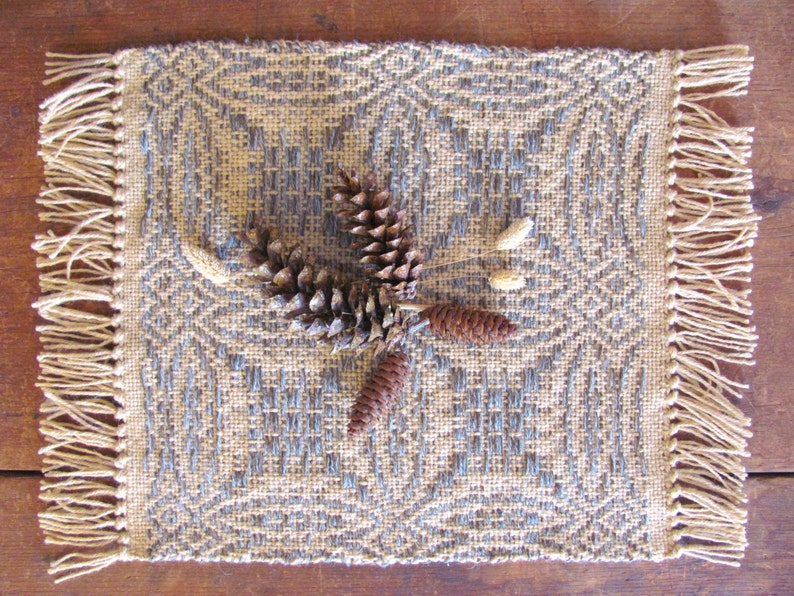 Rustic Fall Harvest Hygge Woven Wool Table Runner Square, Cozy Autumn Centerpiece Mat for Country Home Decor, Primitive or Modern Farmhouse image 9