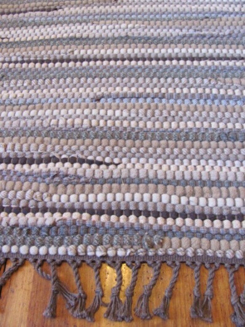 Stone Gray & Brown Rag Rug Artisan Handmade Hand Woven Etsy