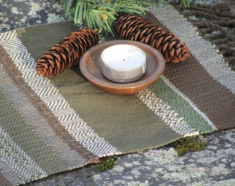 Small Altar Cloth, Handmade Woven Forest Woodland Earth Element Table Mat, Green Witch Goddess, Pagan Wiccan, Feng Shui Zen Meditation Decor
