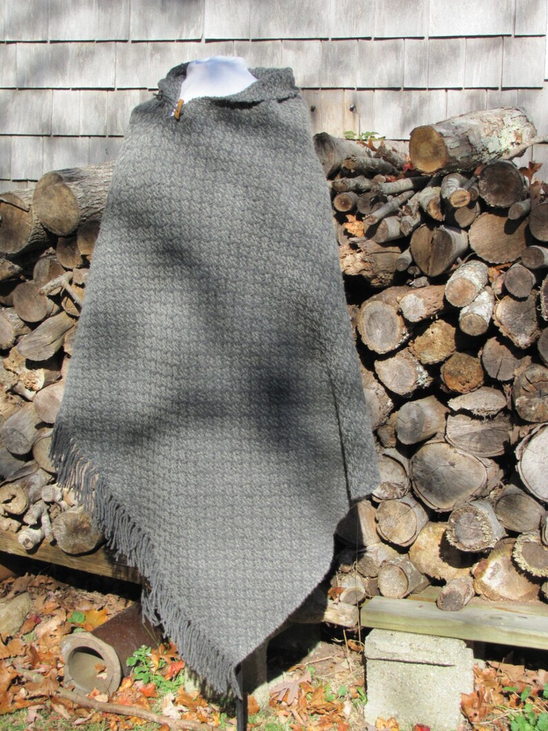 Wool Blanket Poncho Handmade Smoky Gray Unisex Mens Womens Etsy