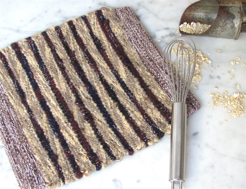 Wool Kitchen Pot Holder, Handmade BBQ Grill Stove Hot Mat, Foodie Cooking Baking Gifts, Eco Earth Friendly Hygge Modern Rustic Cabin Decor image 1