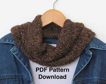 Hygge Knit Neckwarmer Pattern, Knitted Ribbed Cowl Scarf Knitting Instructions Download PDF, Urban Country Rustic Cabin Winter Accessory