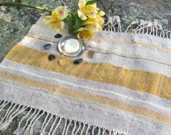 Sun Yellow Altar Cloth Table Mat for Spiritual Meditation & Serenity, Artisan Handmade Woven Element Feng Shui, Reiki, Chakra Centerpiece