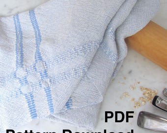 Hand Woven Cotton Kitchen Dish Towels, Hand Weaving Pattern Draft Downloadable Digital PDF for 4 Shaft Four Harness Table or Floor Loom