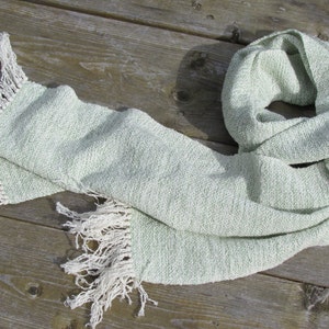 Etsy's Pick Light Green Scarf, Zen Meditation Mindfulness Om Yoga Prayer Scarf, Handmade Artisan Hand Woven Woodland Earth Spirit Clothing Bild 6