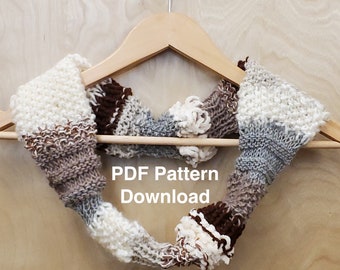 Easy Neckwarmer Pattern, Cowl Knitting Pattern, Handmade Infinity Knitted Cowl Scarf Pattern Download, PDF DIY Fall Winter Accessory