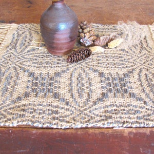 Rustic Fall Harvest Hygge Woven Wool Table Runner Square, Cozy Autumn Centerpiece Mat for Country Home Decor, Primitive or Modern Farmhouse image 6