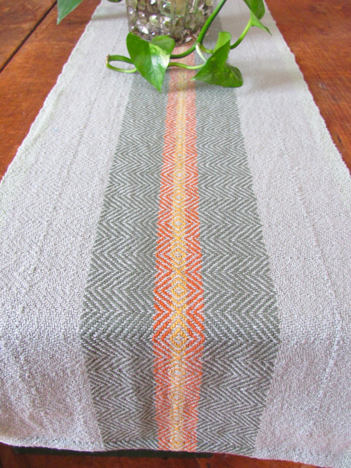 Short Table Runner Cloth Centerpiece Artisan Woven Green Etsy