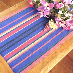 Bright Fiesta Table Runner, Rainbow Summer Cotton Stripe Woven Runner, Modern Farmhouse Decor Rustic French Country Cottage Table Runner image 3