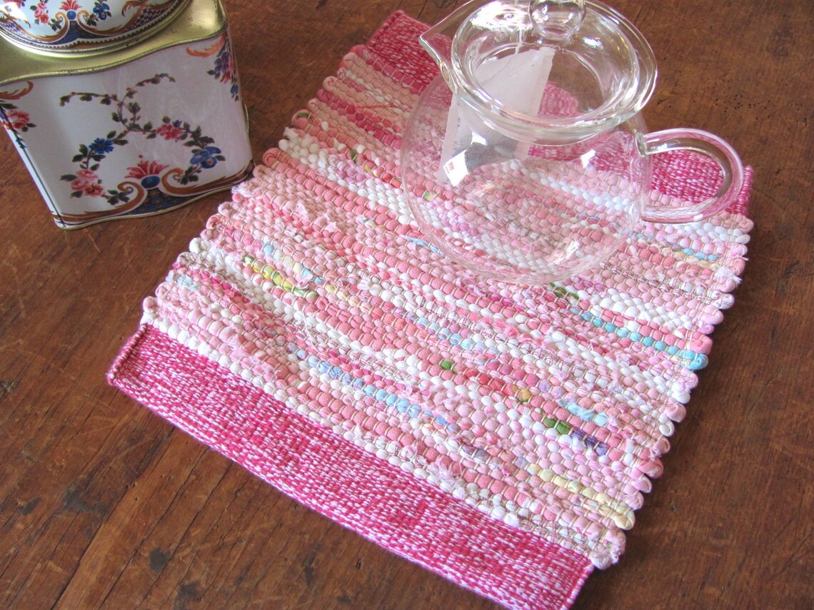 Modern Pink Cotton Kitchen Pot Holder Handmade Woven Eco Etsy
