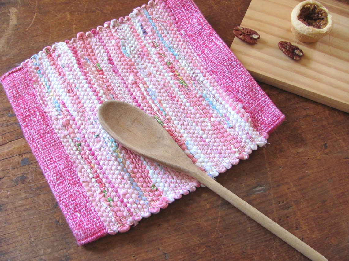 Modern Pink Cotton Kitchen Pot Holder Handmade Woven Eco Etsy