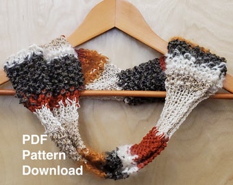 Cowl Hand Knitting Pattern, Autumn Fall Winter Knitted Neckwarmer Cowl Scarf Pattern Download, PDF Infinity Hand Knit Urban Casual Accessory