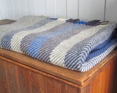 Etsy's Pick! Ocean Blue Plaid Wool Throw Blanket, Hand Woven Couch Throw, Seaside Coastal Cottage Country Cabin Modern Farmhouse Home Decor