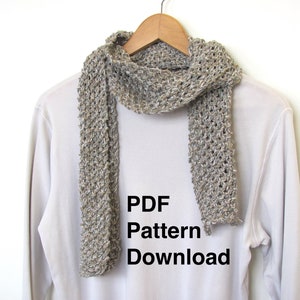 Knitted Cotton Scarf Pattern, PDF Knitting Download Hand Knit Scarf Directions, Hygge Urban Country Rustic Cabin Winter Style Accessory