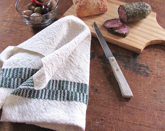 Pine Green Kitchen Dish Towel for Gourmet Chef, Artisan Handmade Hand Woven Modern Country Farmhouse Hand Towel, Holiday Baking Cooking Gift