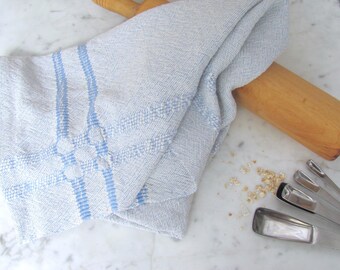 Hand Woven Kitchen Dish Towel, Artisan Handmade Blue White Cotton Hand Towel, Kitchenware Cookware, Foodie Chef Gourmet Cooking Baking Gift