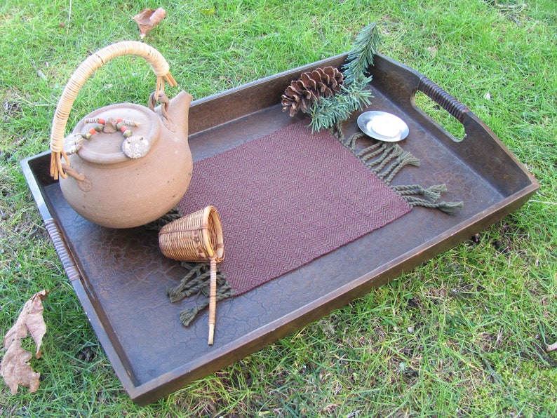 Fire Spirit Burgundy Red Altar Mat Cloth for Prayer Blessings, Meditation, Feng Shui Earth Element, Pagan Wiccan Rituals, Artisan Hand Woven image 6