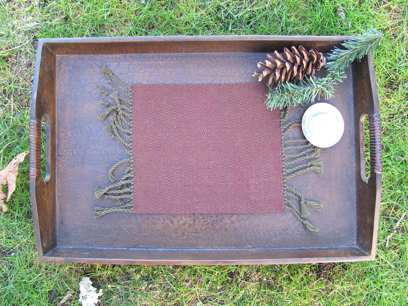 Fire Spirit Burgundy Red Altar Mat Cloth for Prayer Blessings, Meditation, Feng Shui Earth Element, Pagan Wiccan Rituals, Artisan Hand Woven image 9