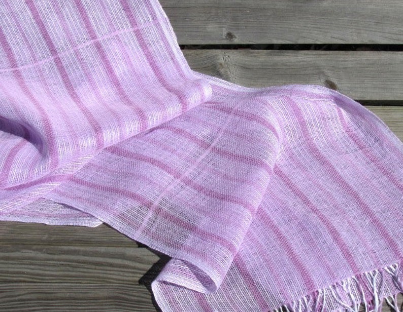 Etsy Pick Calm Serenity Lightweight Cotton Scarf, Pink White Hand Woven Scarf, Mens Womens Positive Natural Energy Yoga Om Meditation Wrap imagen 7