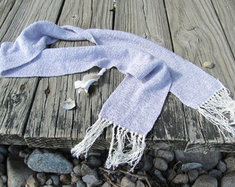Etsy's Pick Spiritual Serenity Lavender Scarf, Handmade Hand Woven Amethyst Purple Narrow Lightweight Stole for Om, Yoga, Meditation, Prayer