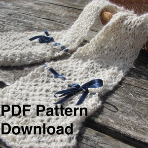 Knitted Scarf Pattern PDF, Knitting Digital Download, Easy Hand Knit Scarf, Hygge Urban Modern Country Rustic Cabin Winter Style Accessory image 1