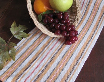 Bittersweet Gold Autumn Harvest Artisan Handmade Woven Fall Table Runner, Long Narrow Thanksgiving Decor for Rustic Country Modern Farmhouse