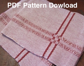 Kitchen Dish Towel Weaving Pattern Draft PDF Tutorial Instructions, 4 Shaft Four Harness Table or Floor Loom Handweaving Digital Download