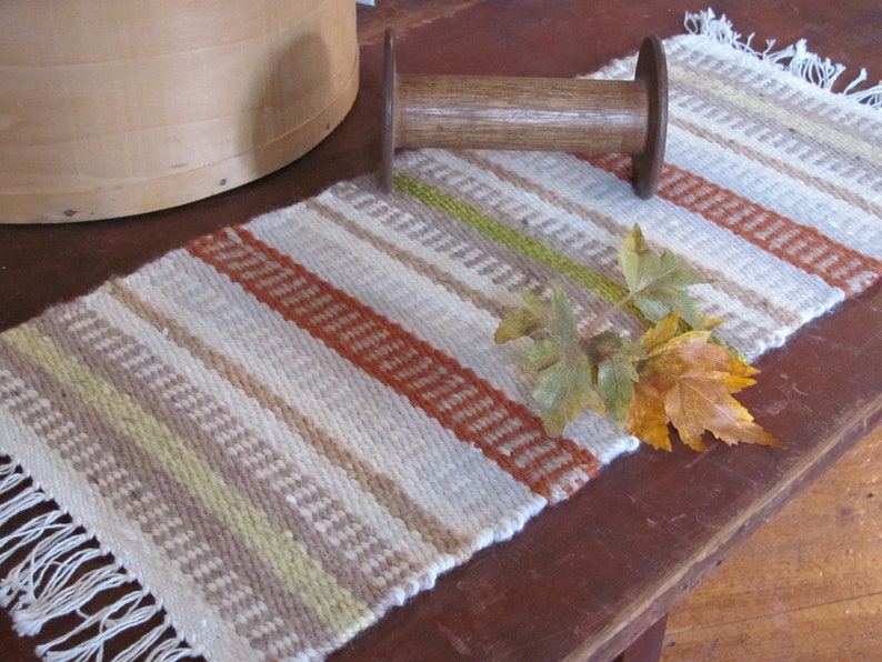 Etsy's Pick Autumn Fall Harvest Decor Table Runner, Rustic Primitive Cabin Modern Farmhouse Thanksgiving Artisan Hand Woven Wool Table Mat image 6