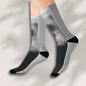 Unisex Abstract Art Socks | Cool Black & White Graphic Tube Socks | Streetwear Style | Cushioned Sole | Fun Gift for Him or Her, Gift Idea