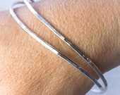 Items similar to Set of Two Hammered Silver Bangles, Custom Jewelry