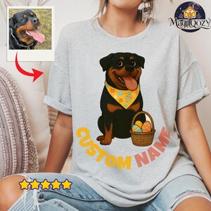 Camiseta de Pascua con dibujos para mascotas - Retrato personalizado de perro o gato con estilo festivo - Regalo personalizado para amantes de las mascotas - Divertida camiseta de primavera personalizada para mascotas