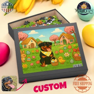 Custom Easter Pet Puzzle - Cartoon Dog or Cat Portrait - Personalized Jigsaw Puzzle Gift - Spring Pet Lover Keepsake - Funny Animal Art