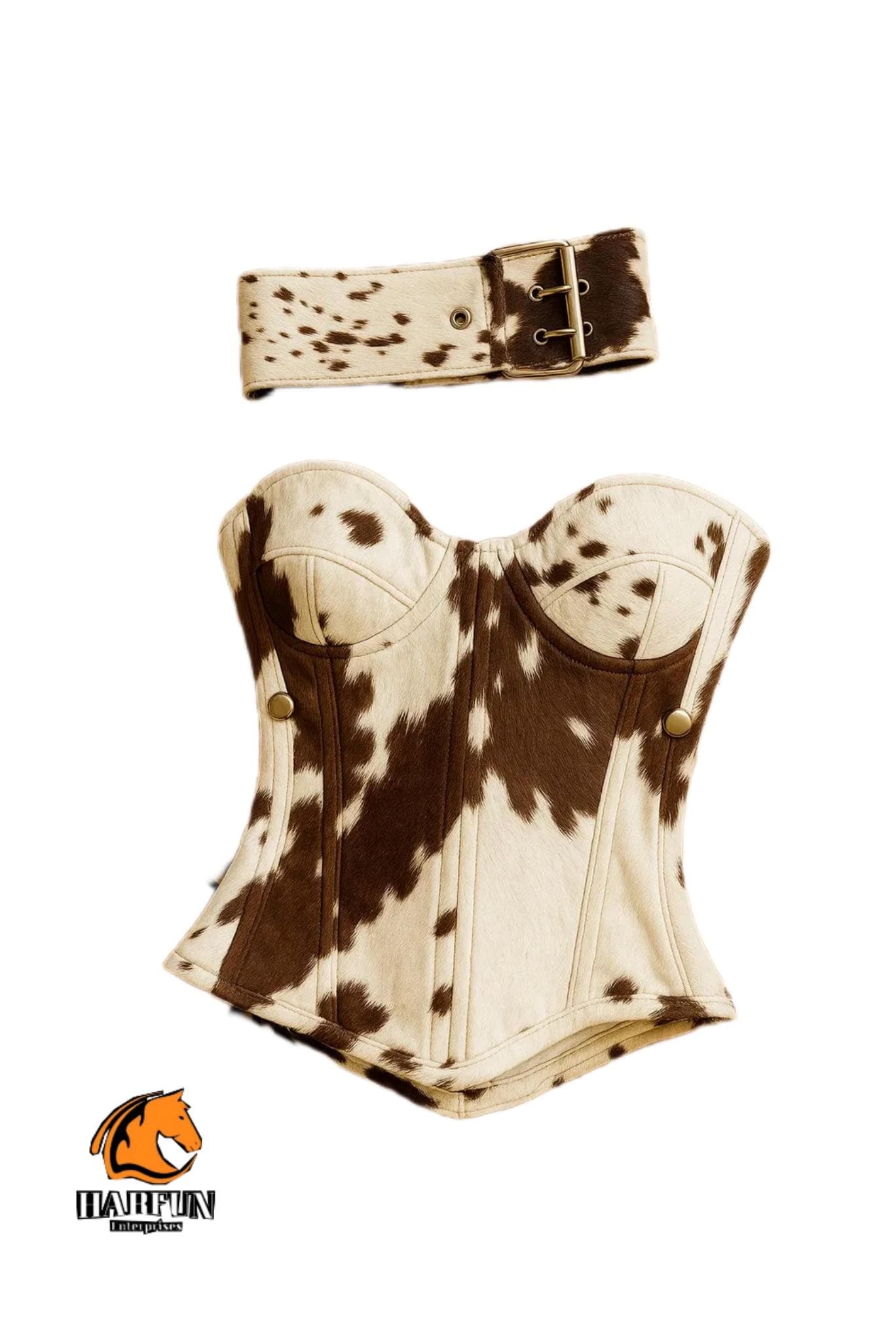 Cowhide Leather Corset with Belt Women's Western Fashion Streetwear Fashion Gift Halloween Party