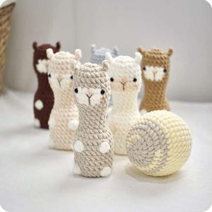 Adorable Llama Bowling Set Crochet Pattern – Fun Amigurumi Toy Game for Kids and Nursery Decor – Digital PDF Download