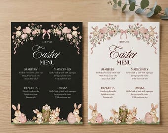 Paaslunchmenusjabloon, bewerkbaar Canva-paasmenu, paasbrunchmenu, kerstdinermenu, afdrukbaar paasmenu
