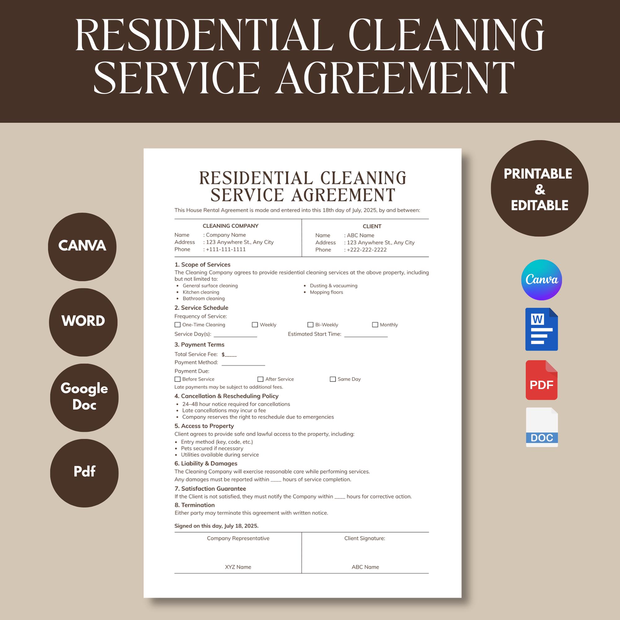 Image 4 for House Cleaning Service Agreement Template