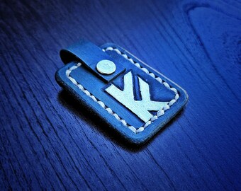 Forest King leather keychain (blue and white)