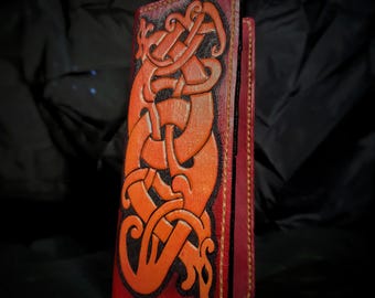 Leather knotwork biker wallet